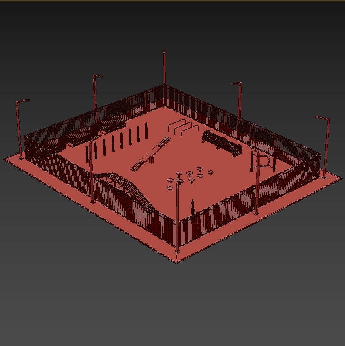 Dog walking area gym 3D model_14