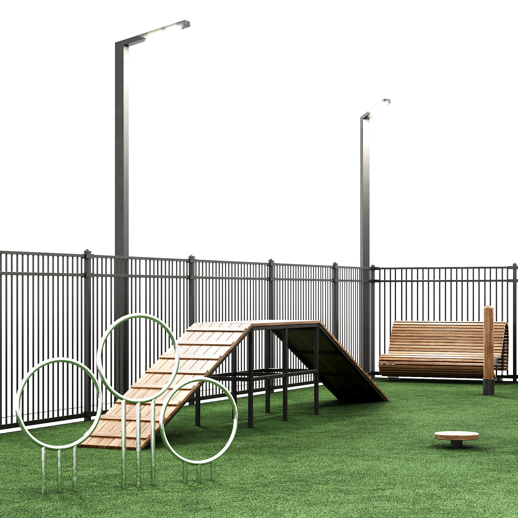 Dog walking area gym 3D model_3