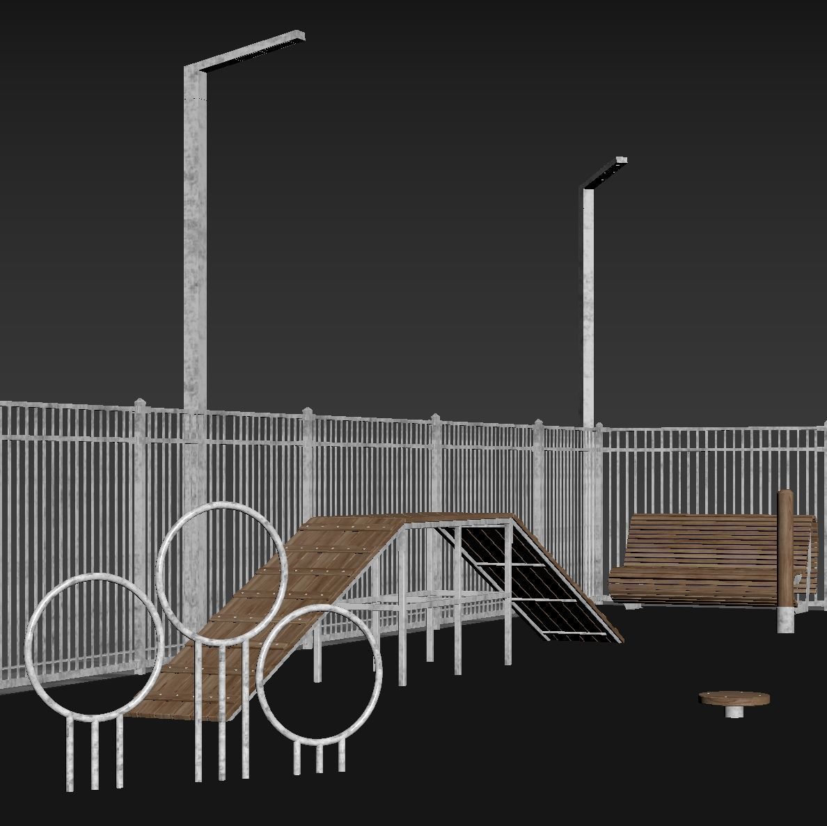 Dog walking area gym 3D model_12