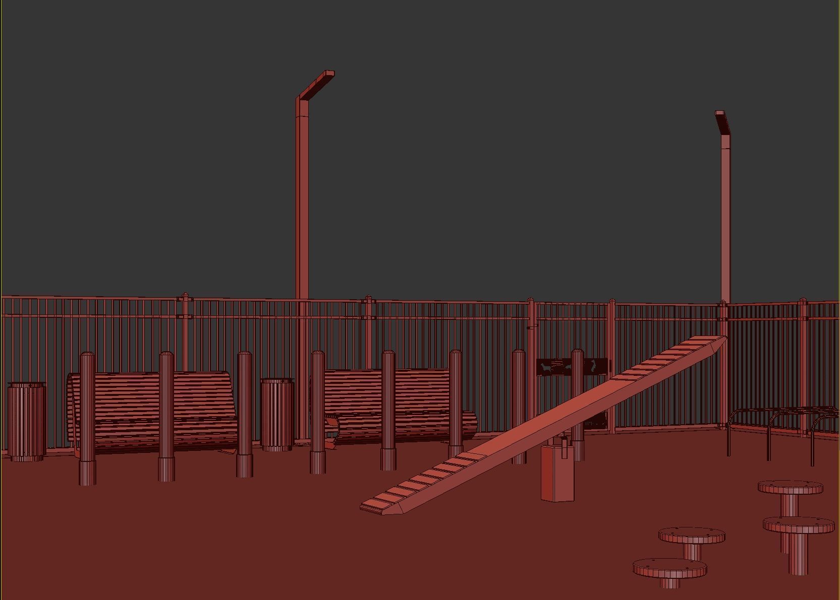 Dog walking area gym 3D model_18