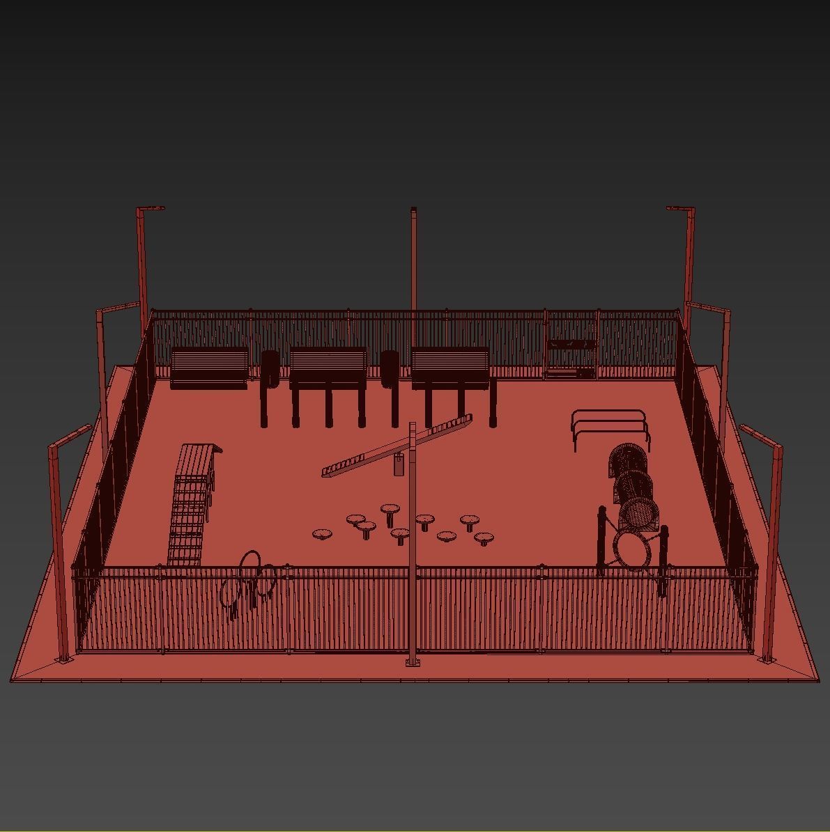 Dog walking area gym 3D model_13