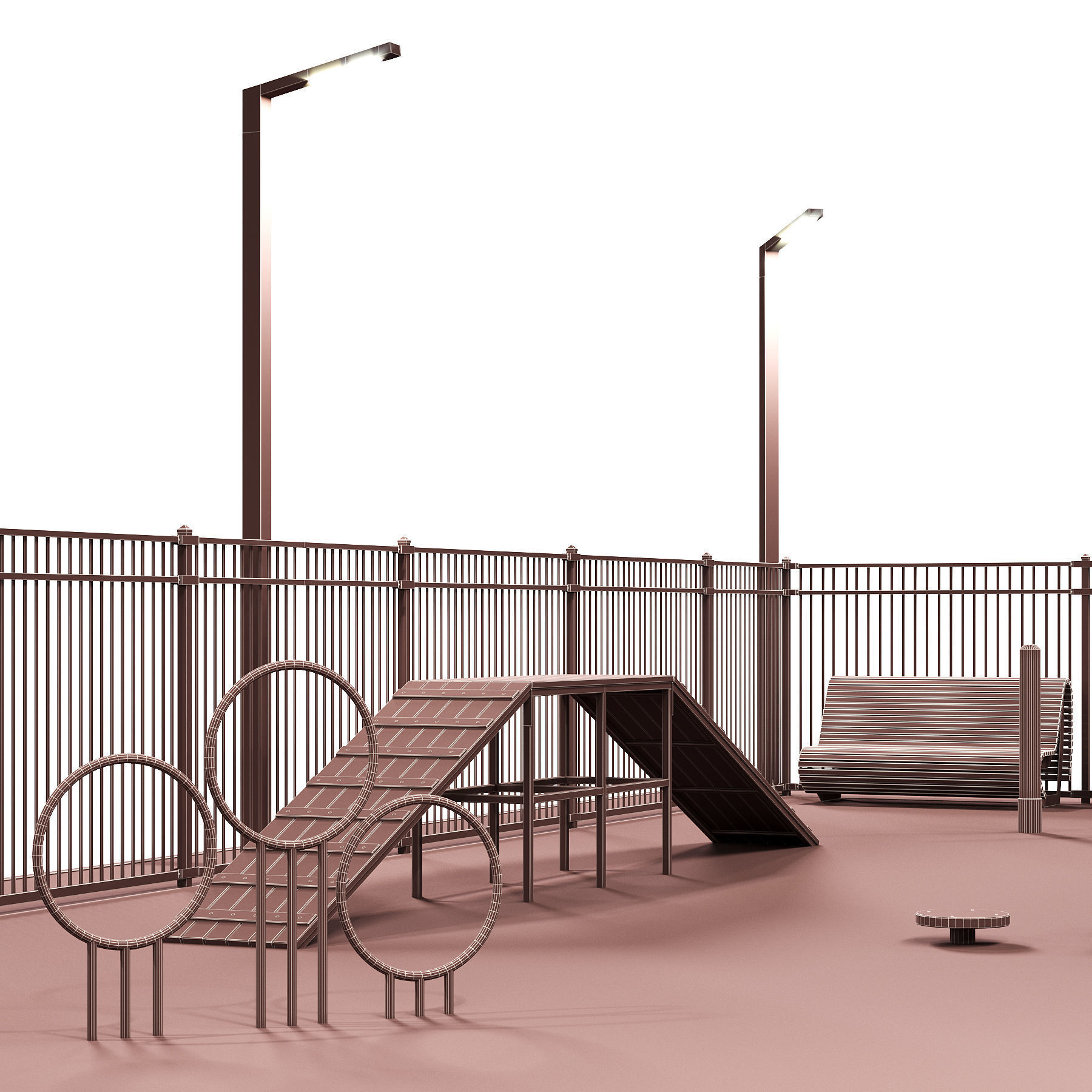 Dog walking area gym 3D model_6