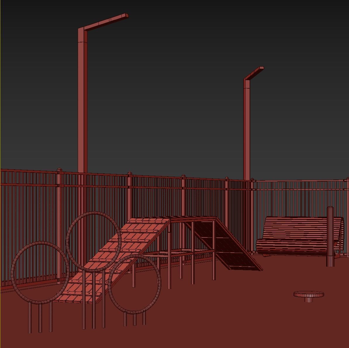 Dog walking area gym 3D model_15