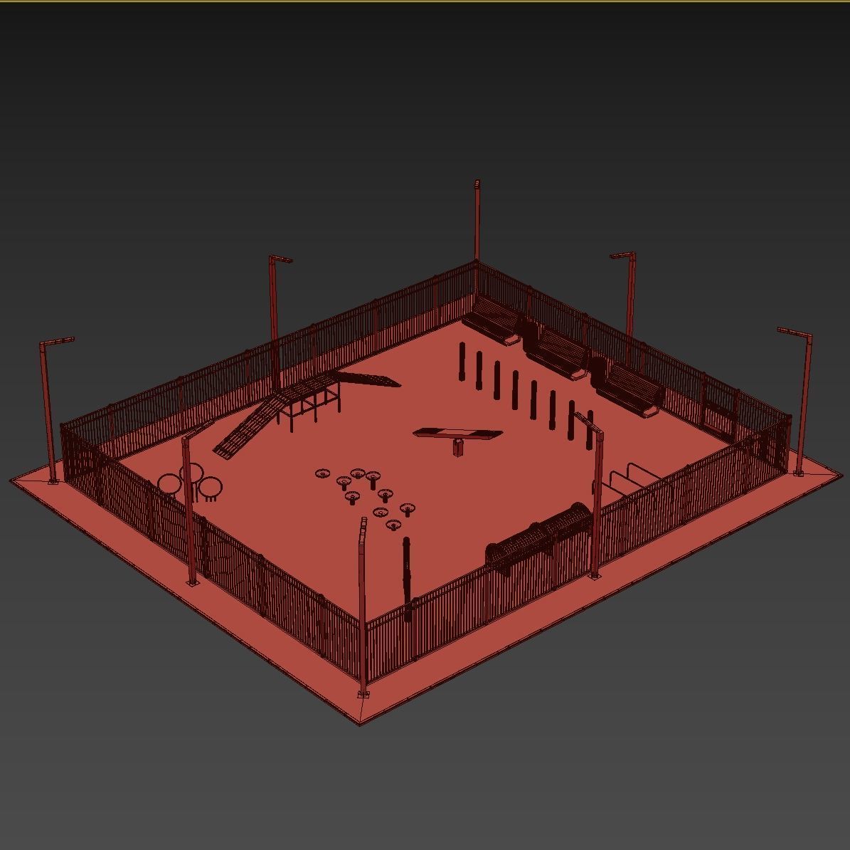 Dog walking area gym 3D model_16