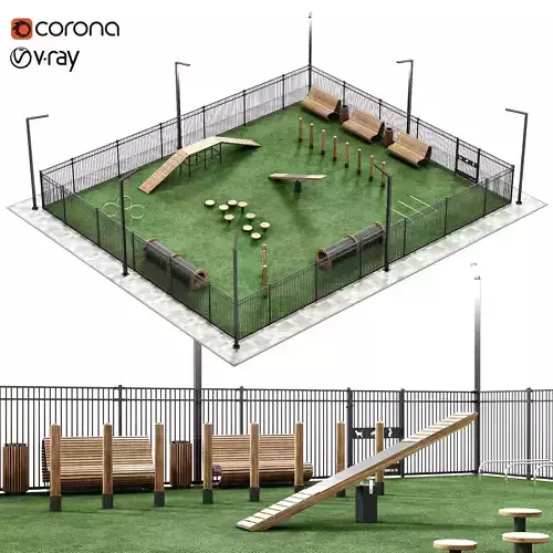 Dog walking area gym 3D model