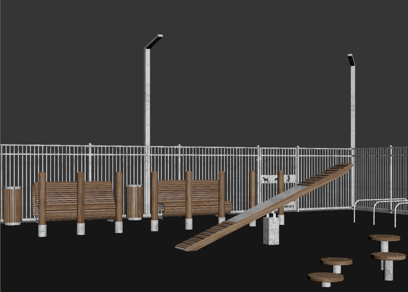 Dog walking area gym 3D model_10
