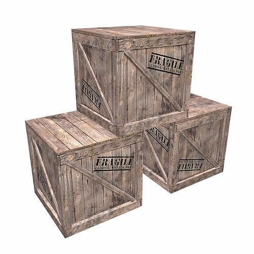 Wooden Box Low Poly Low-poly 3D model