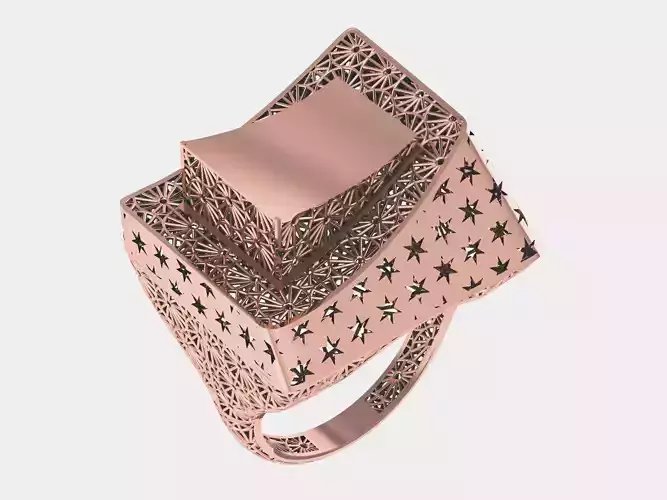 Wire Mesh Star Plain gold ring 3D print model