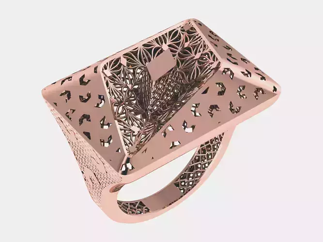 Wire Mesh geometric Plain gold ring 3D print model