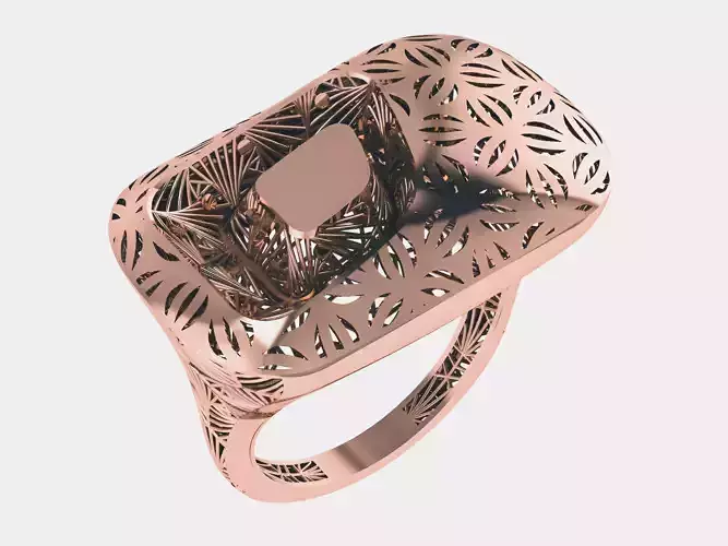 Wire Mesh Flower Plain gold ring 3D print model