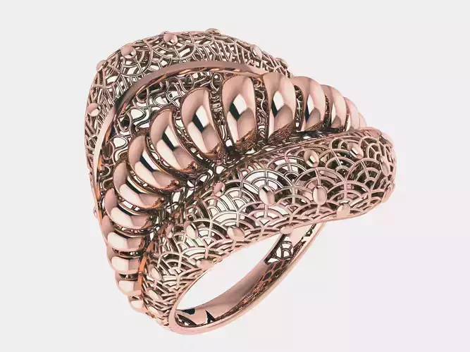 Wire Mesh Flower Plain gold ring