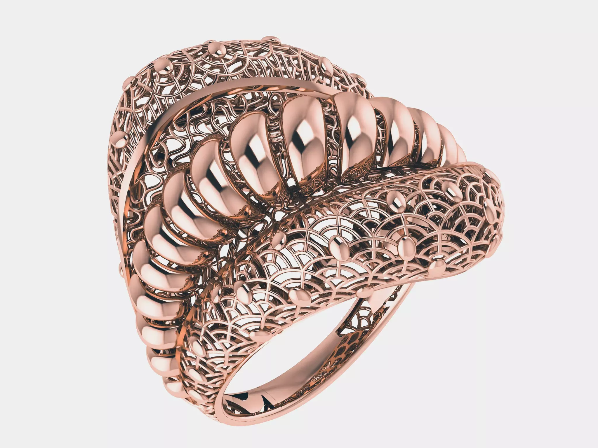 Wire Mesh Flower Plain gold ring 3D print model