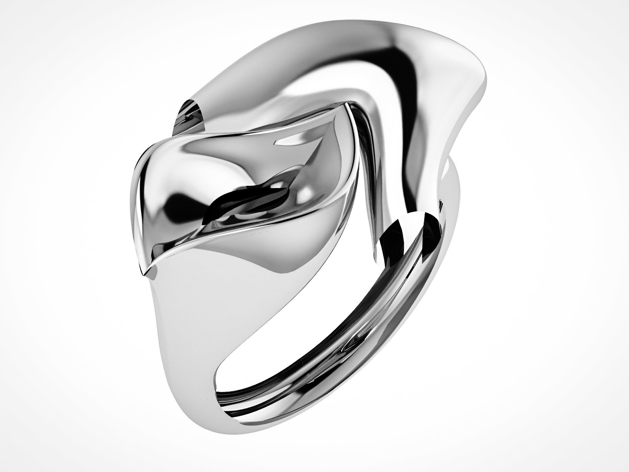 Dual Leaves Plain gold ring 3D print model_2