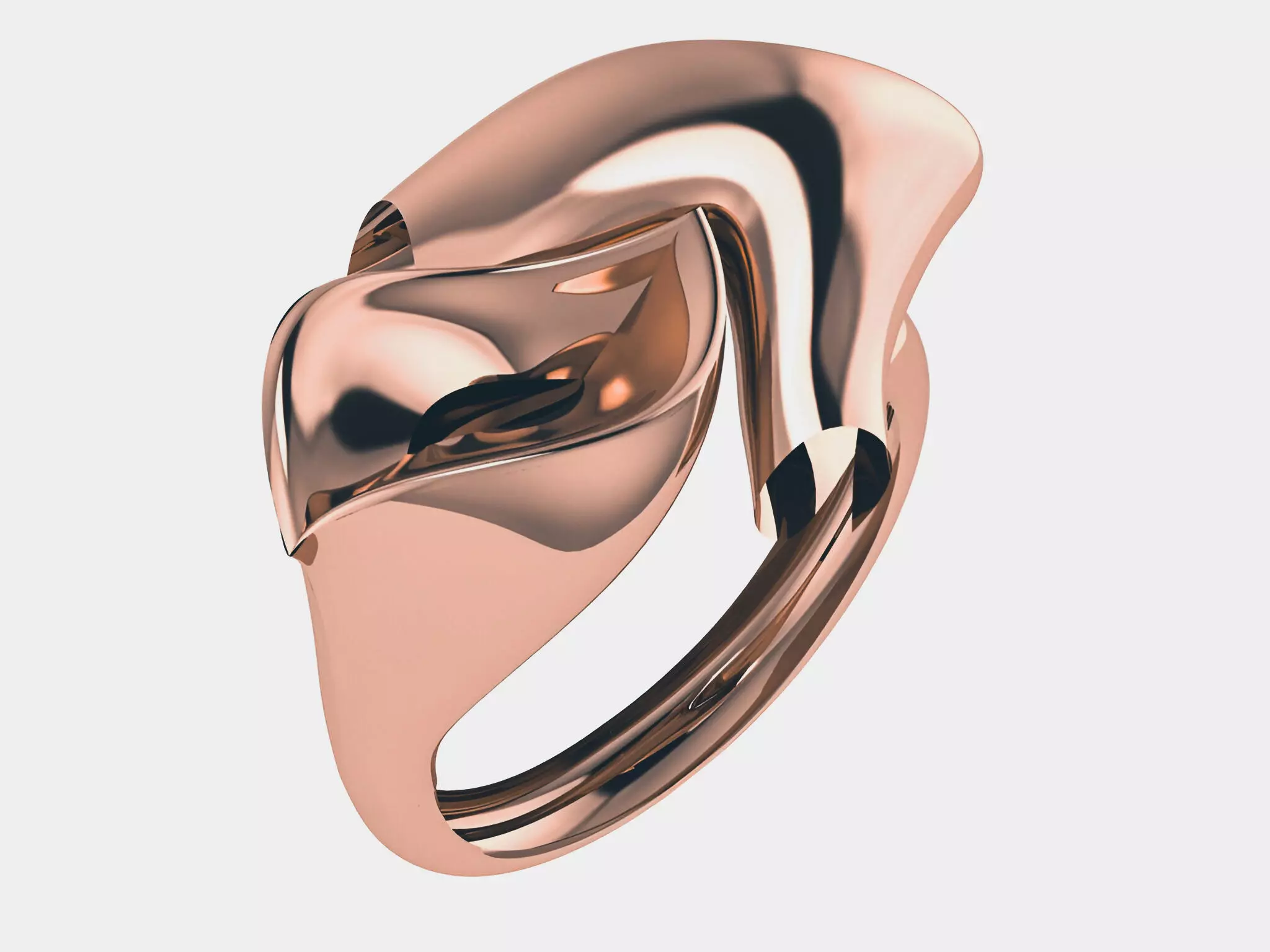 Dual Leaves Plain gold ring 3D print model_0
