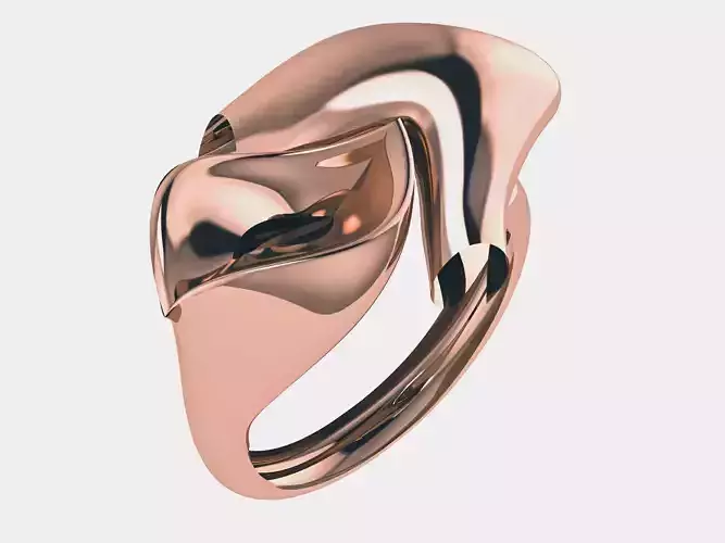 Dual Leaves Plain gold ring