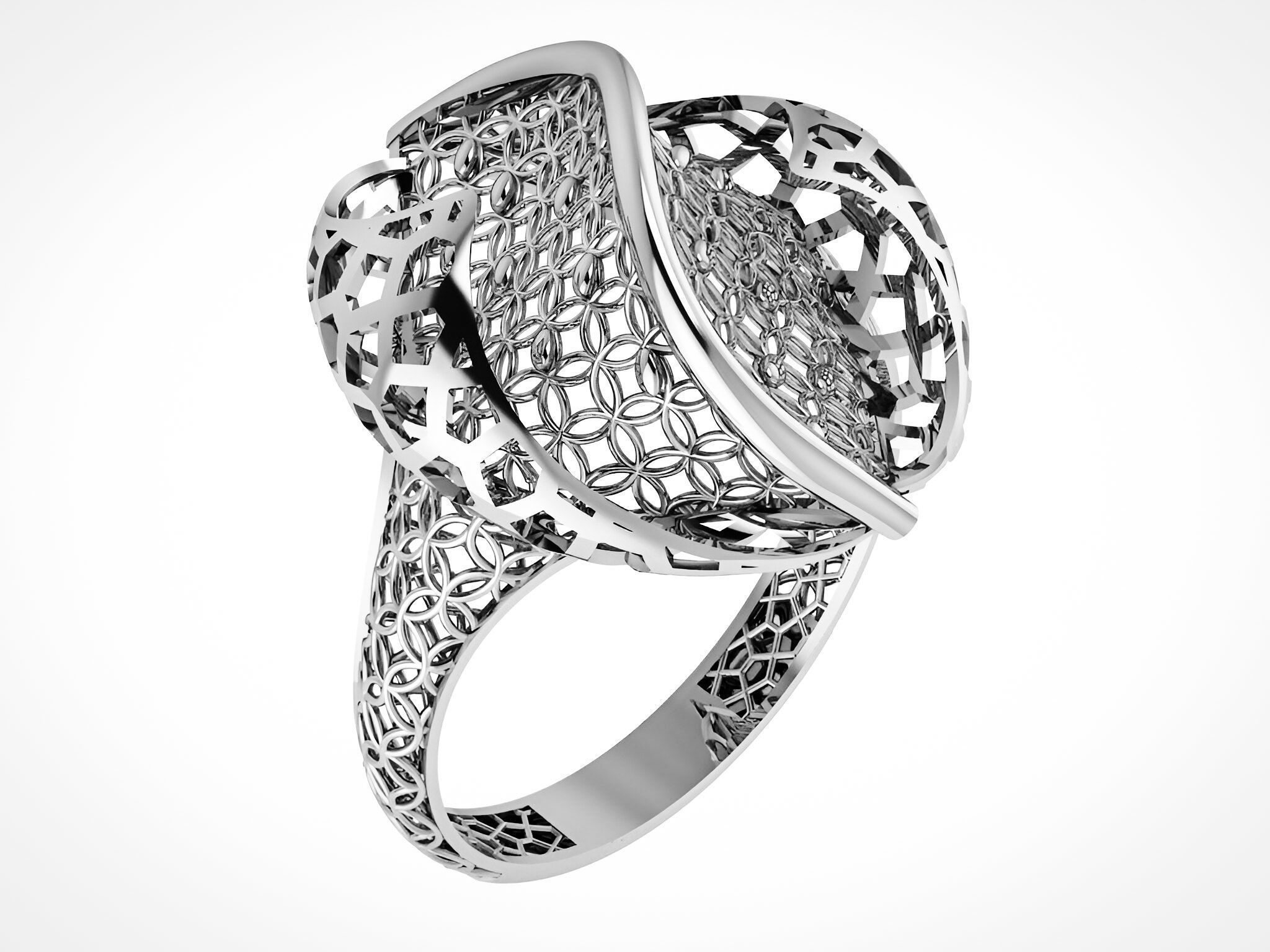 Wire Mesh Plain gold ring 3D print model_2
