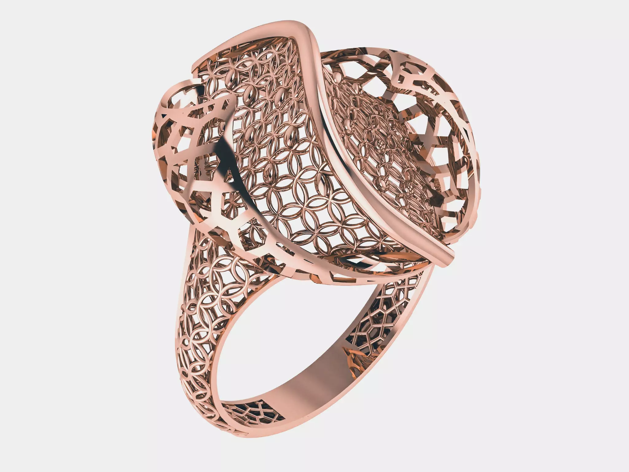 Wire Mesh Plain gold ring 3D print model_0