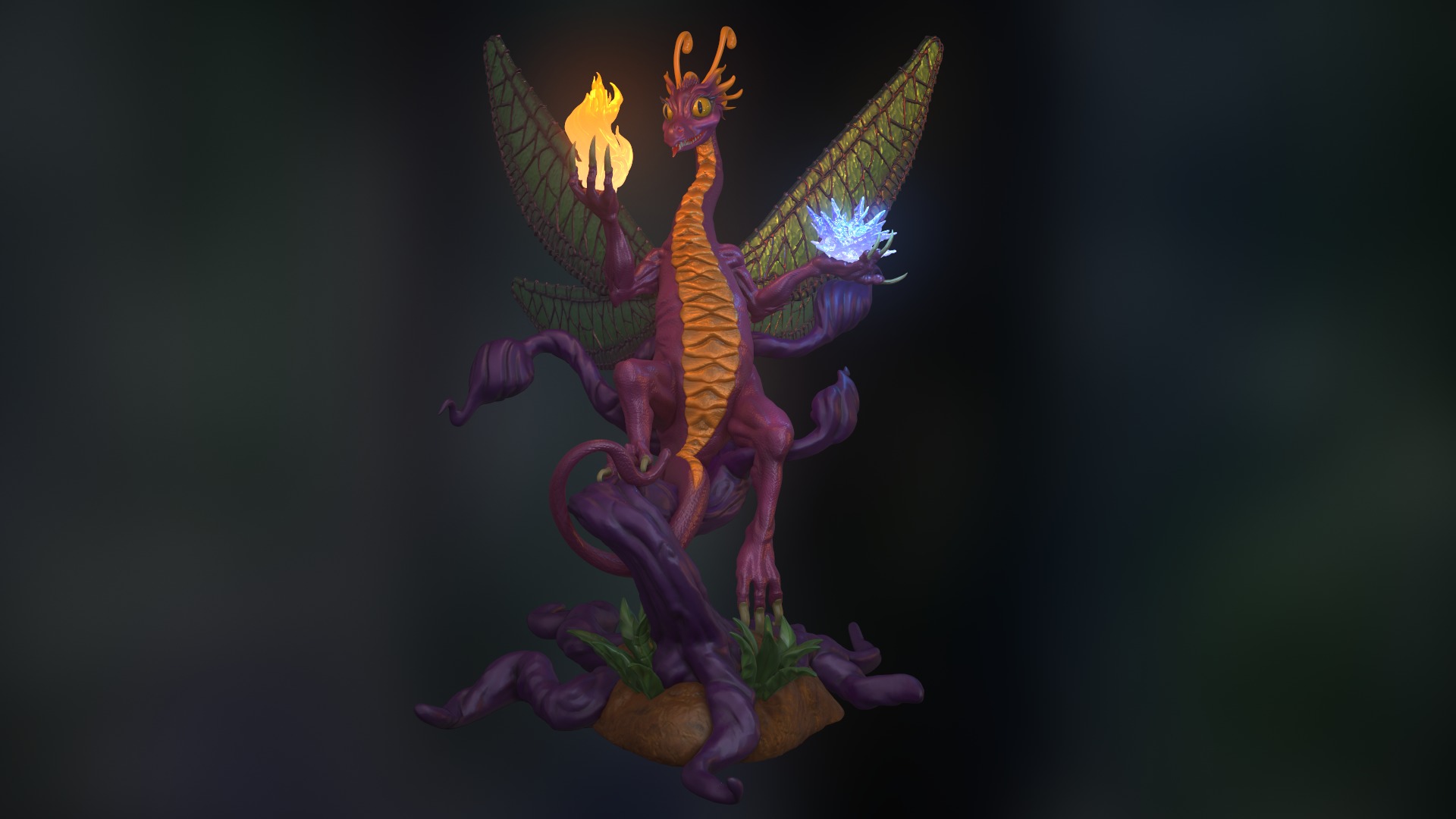 Faerie Dragon on the Magic Tree Heroes 3  3D print model_1