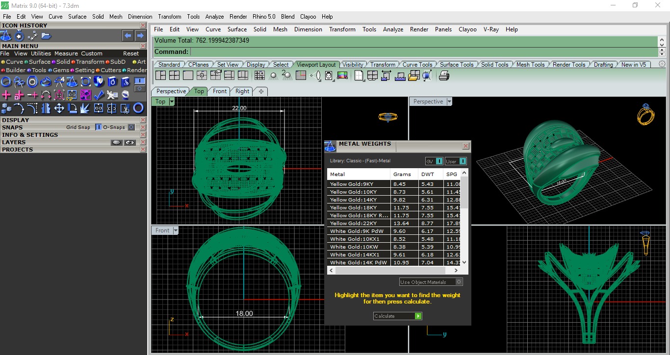Woven Wire Mesh Plain gold ring 3D print model_3