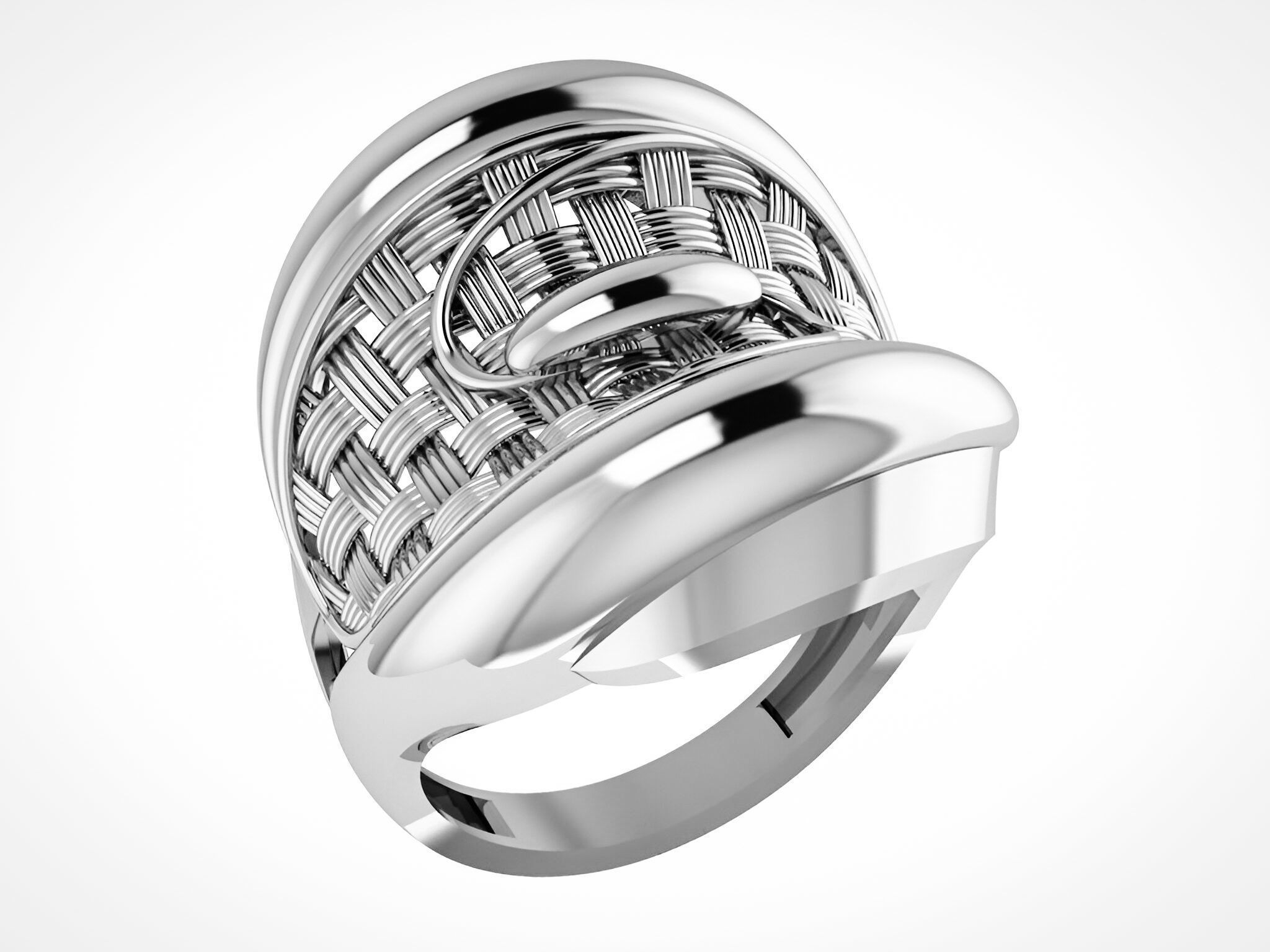 Woven Wire Mesh Plain gold ring 3D print model_2