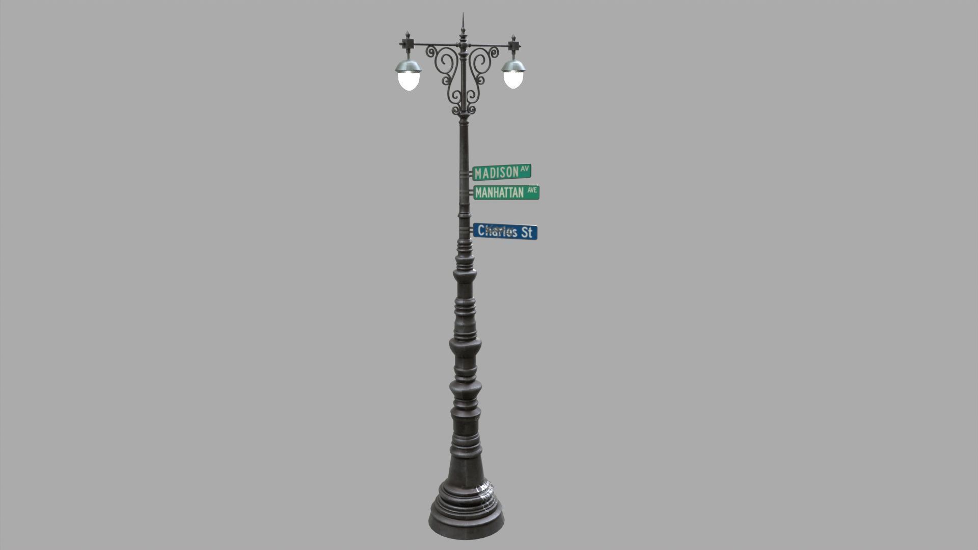 Street lamp 3 Low-poly 3D model_5