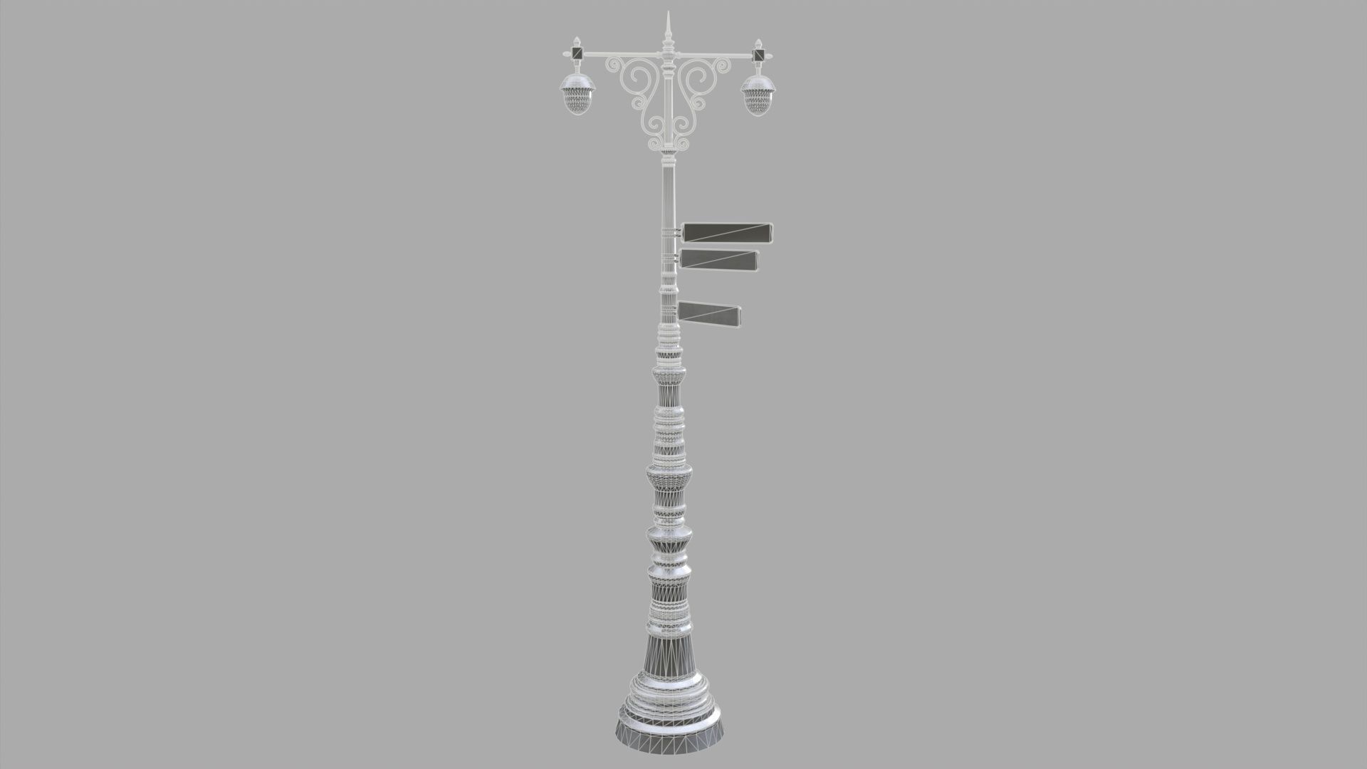 Street lamp 3 Low-poly 3D model_9
