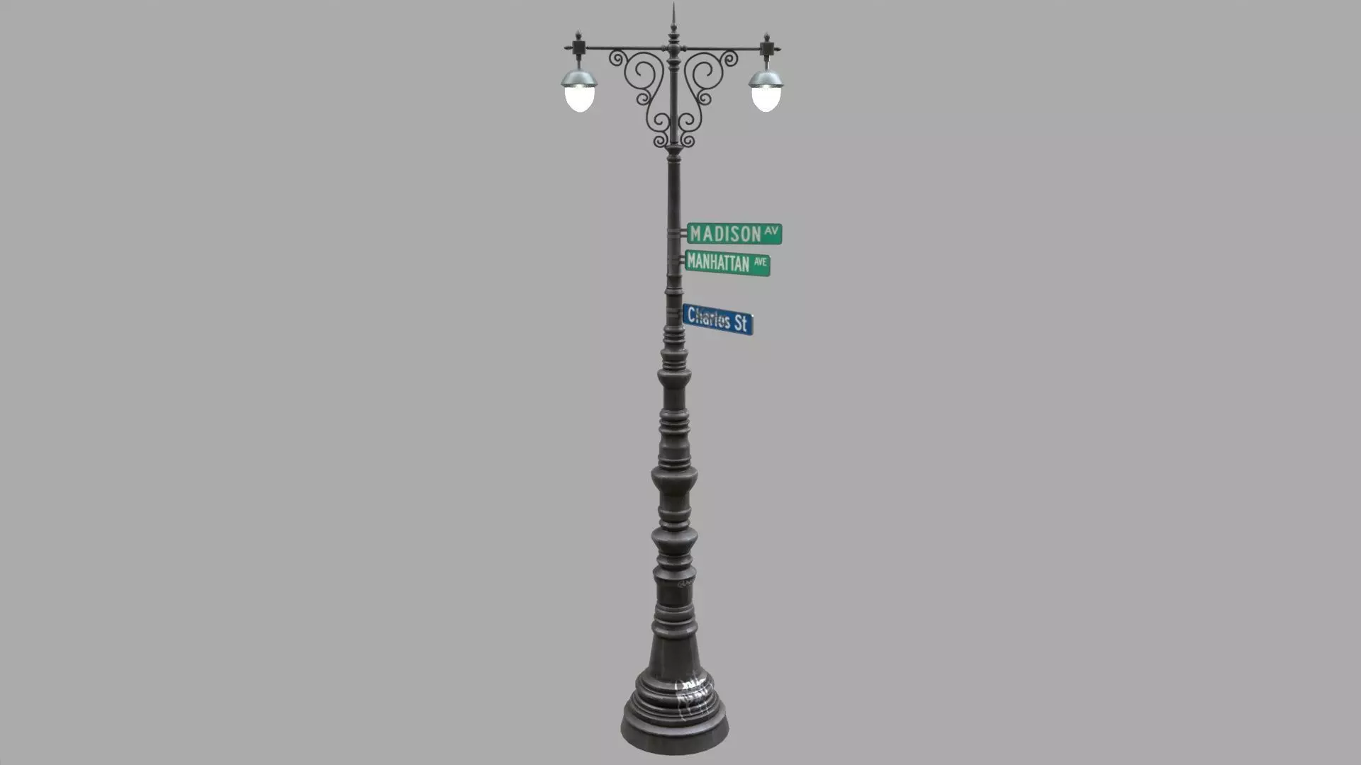 Street lamp 3 Low-poly 3D model_0