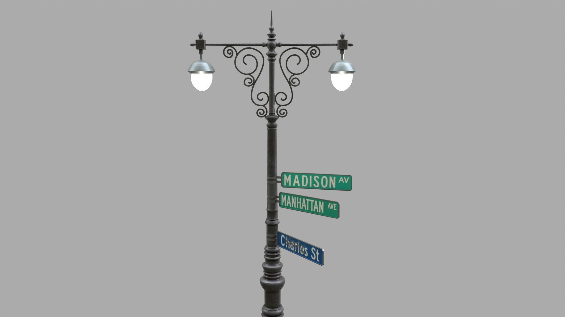 Street lamp 3 Low-poly 3D model_2