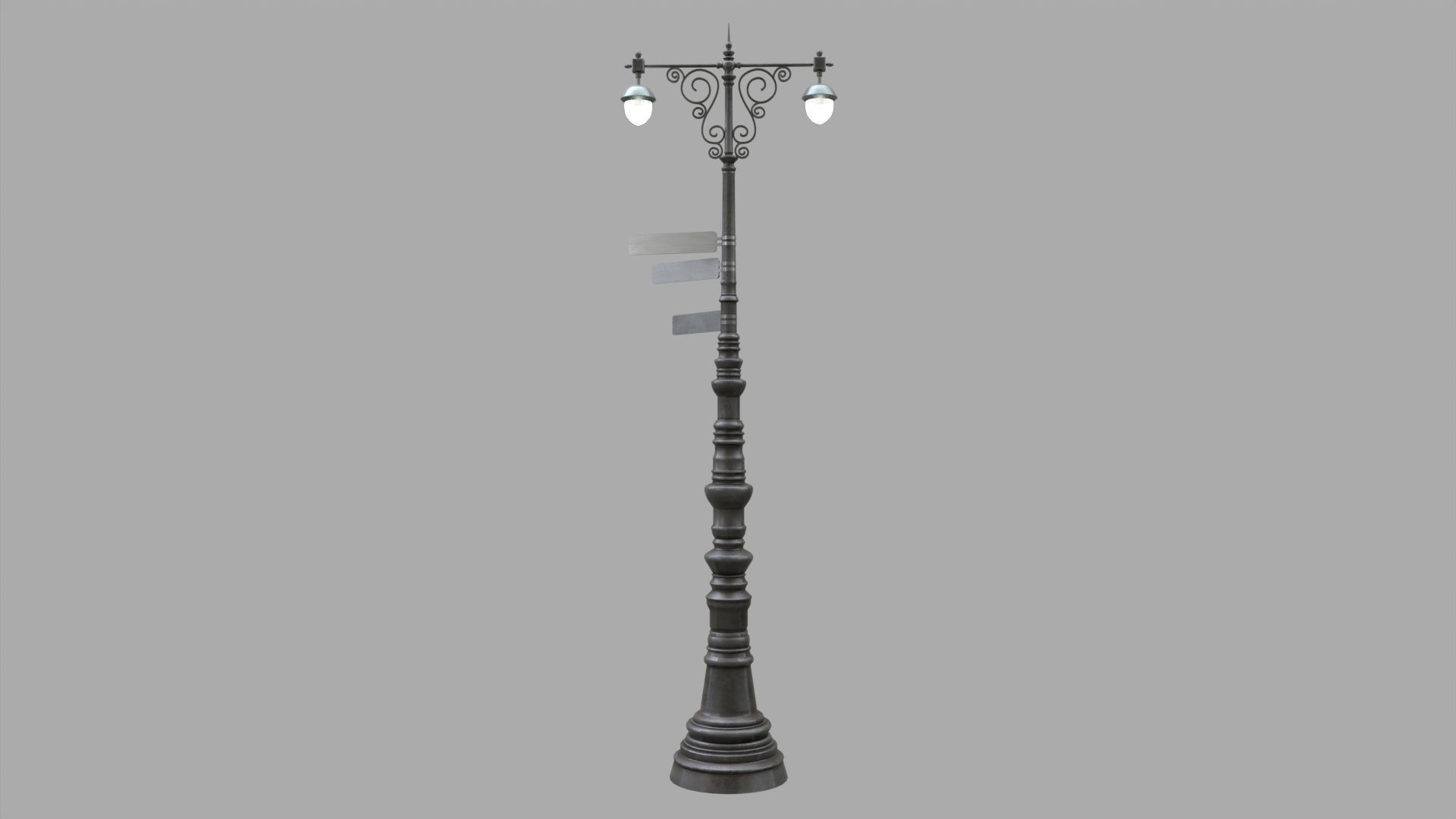Street lamp 3 Low-poly 3D model_7