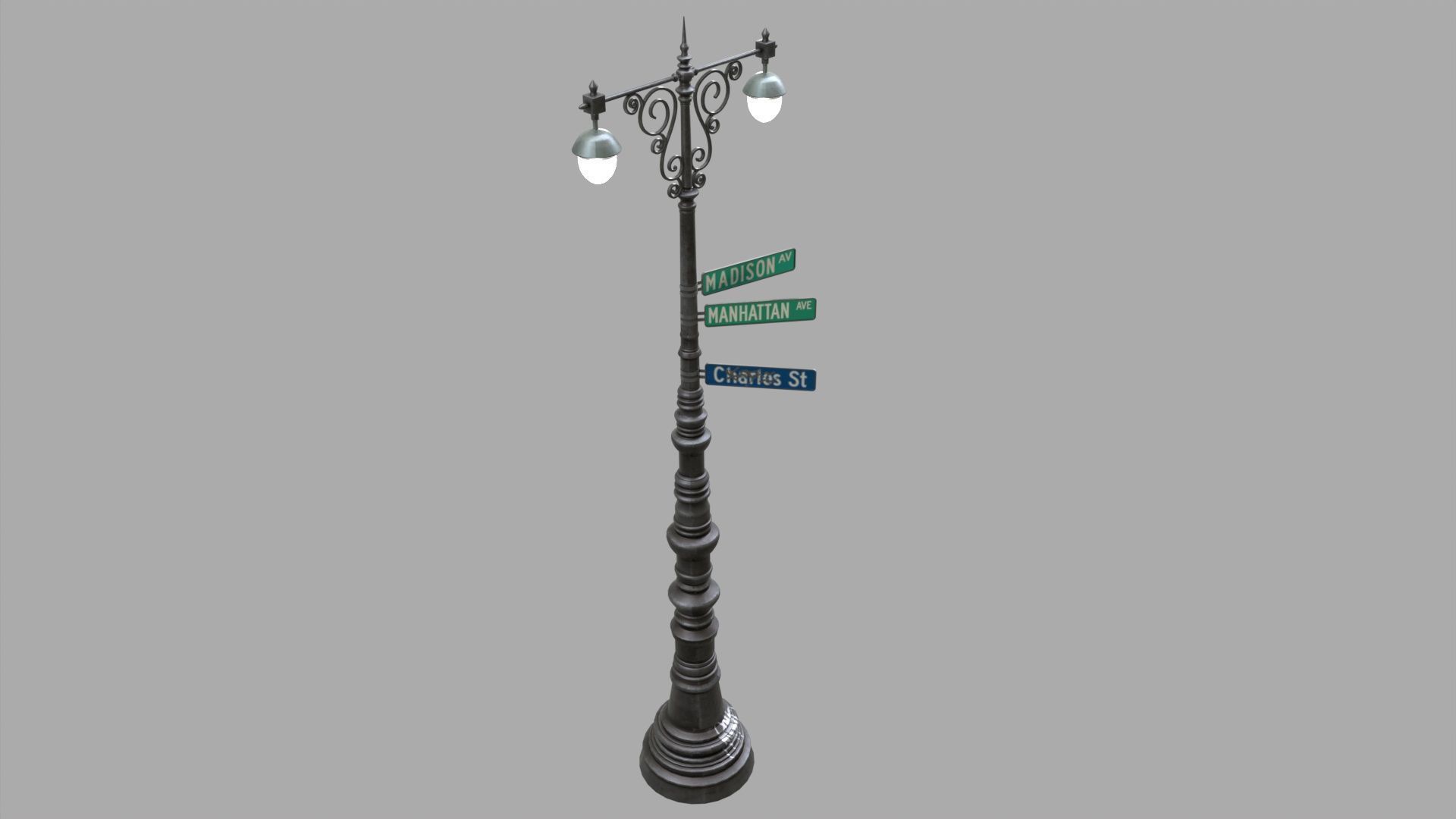 Street lamp 3 Low-poly 3D model_6