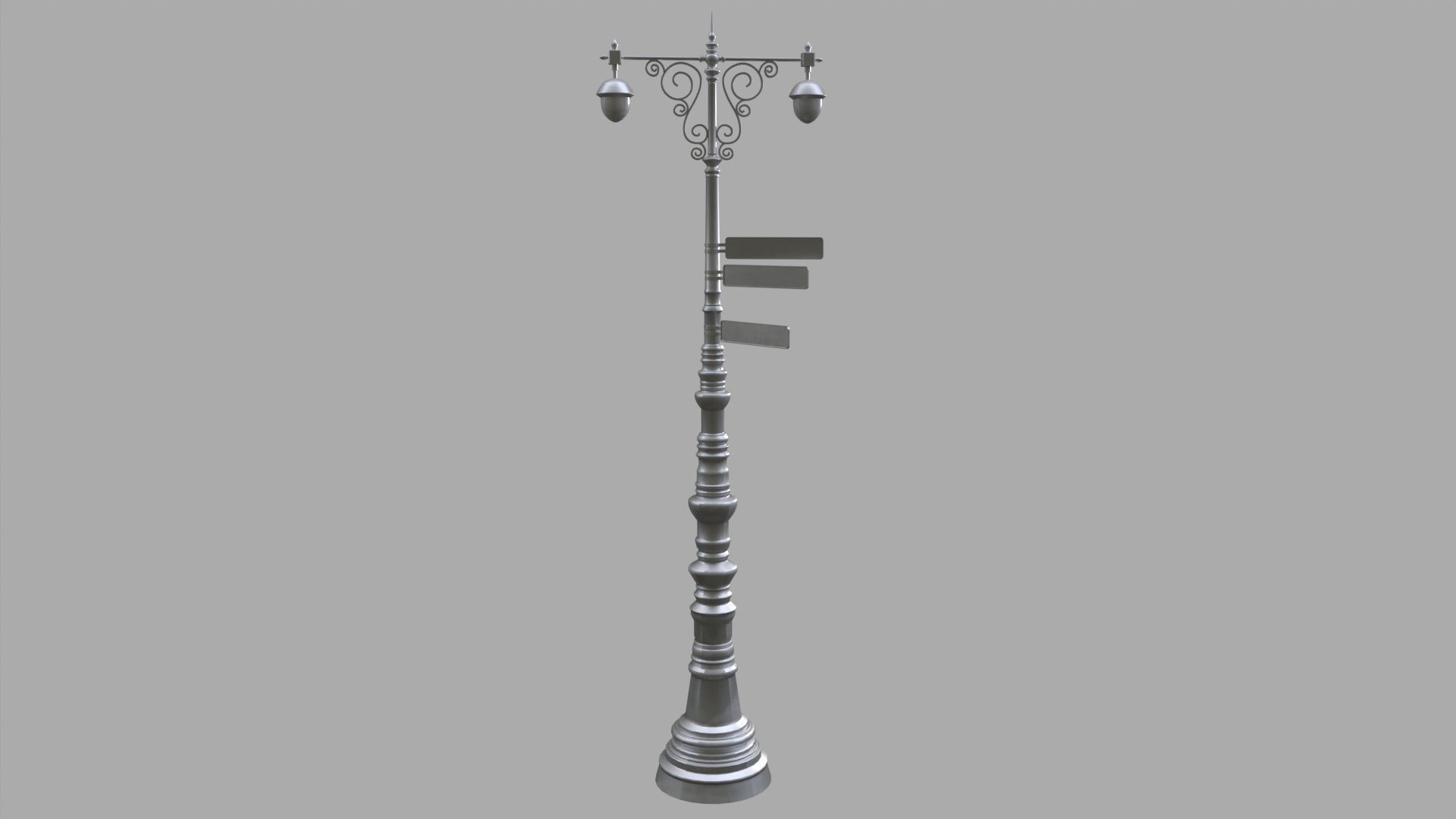 Street lamp 3 Low-poly 3D model_8