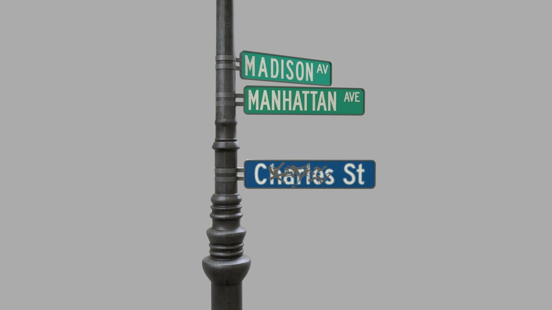Street lamp 3 Low-poly 3D model_3