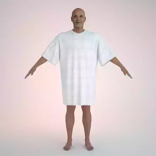 Middle Aged African Male Patient Wearing Hospital Gown