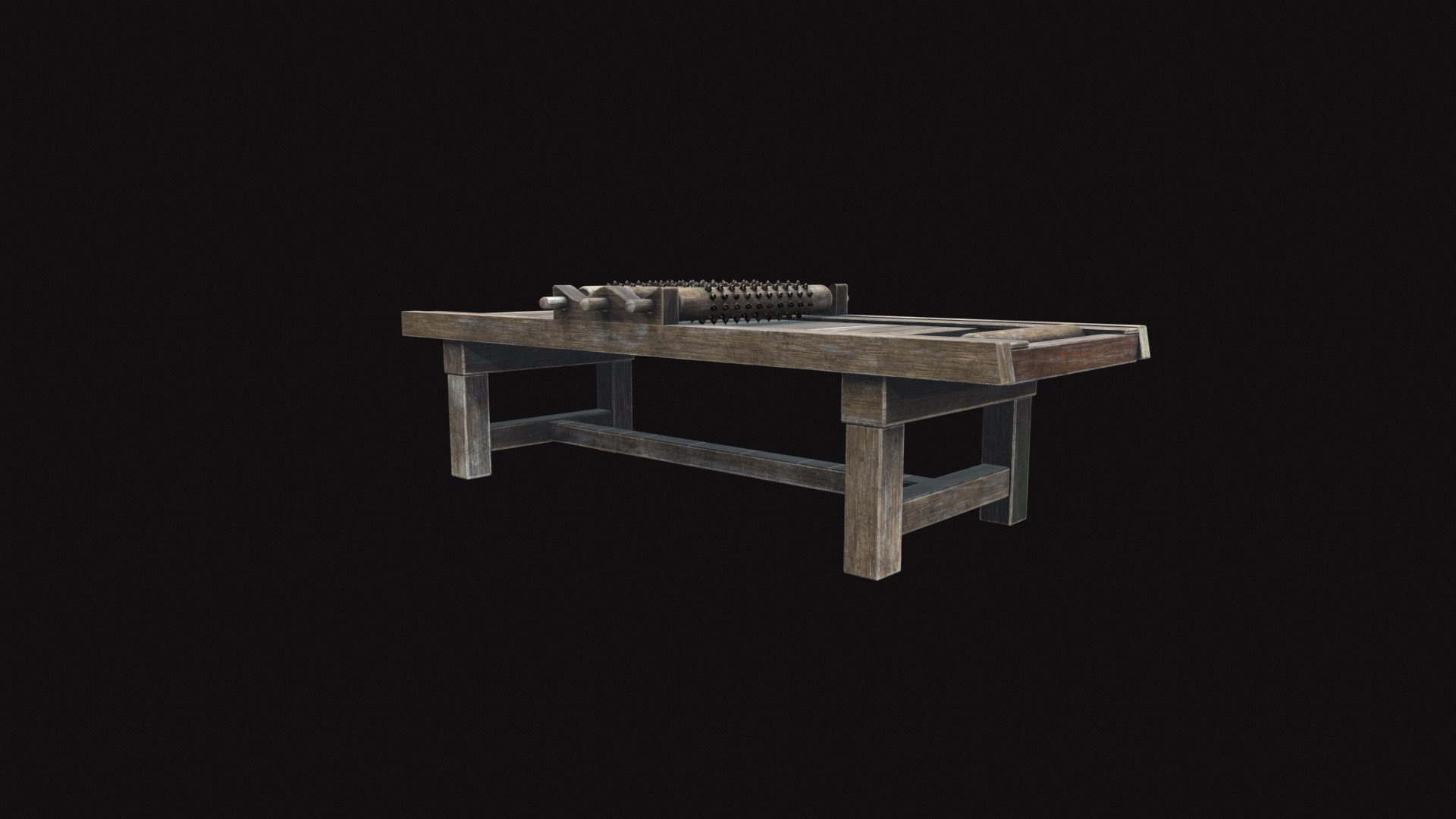 Medieval Rack Torture Device Low-poly 3D model_5