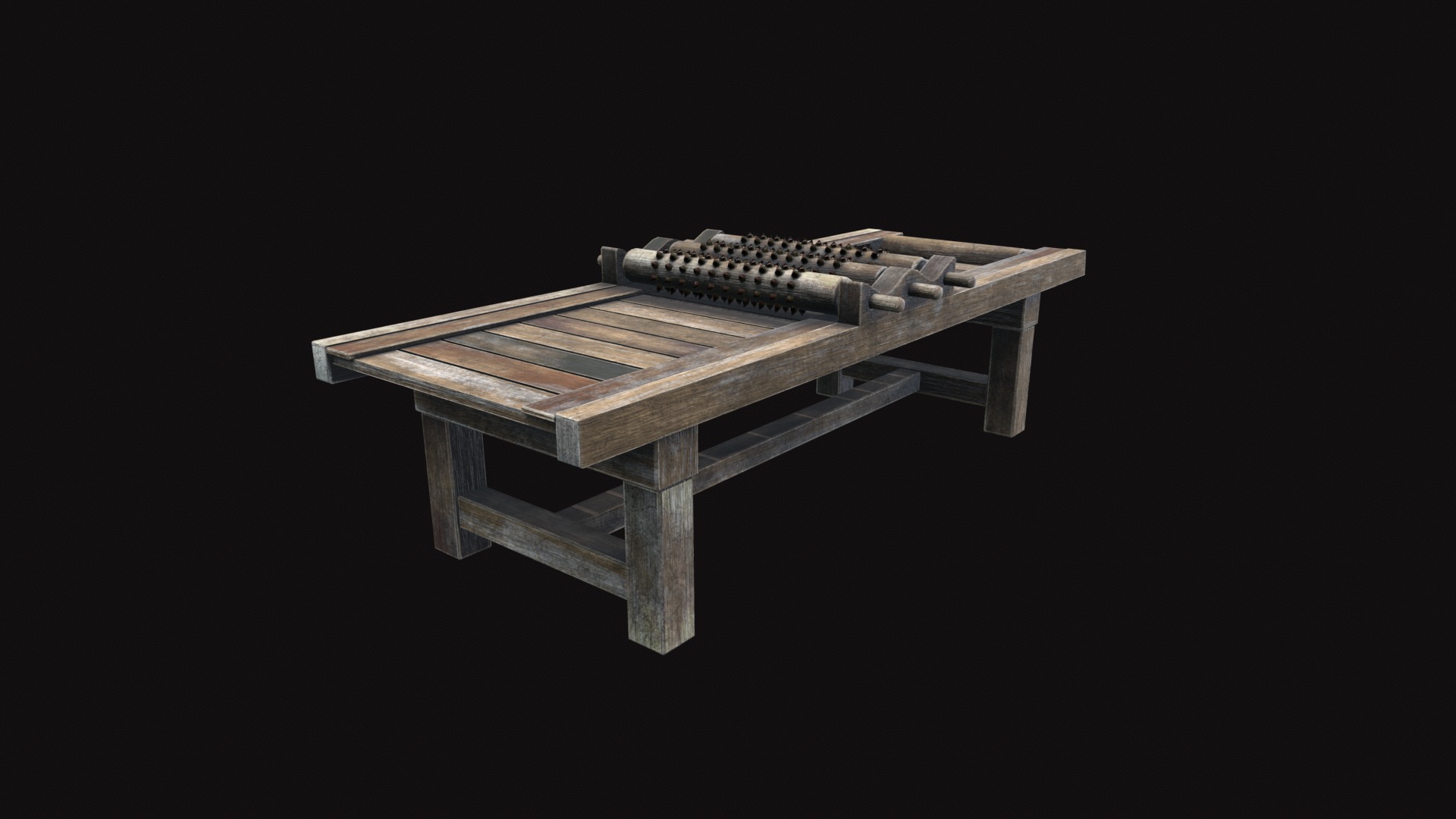 Medieval Rack Torture Device Low-poly 3D model_6
