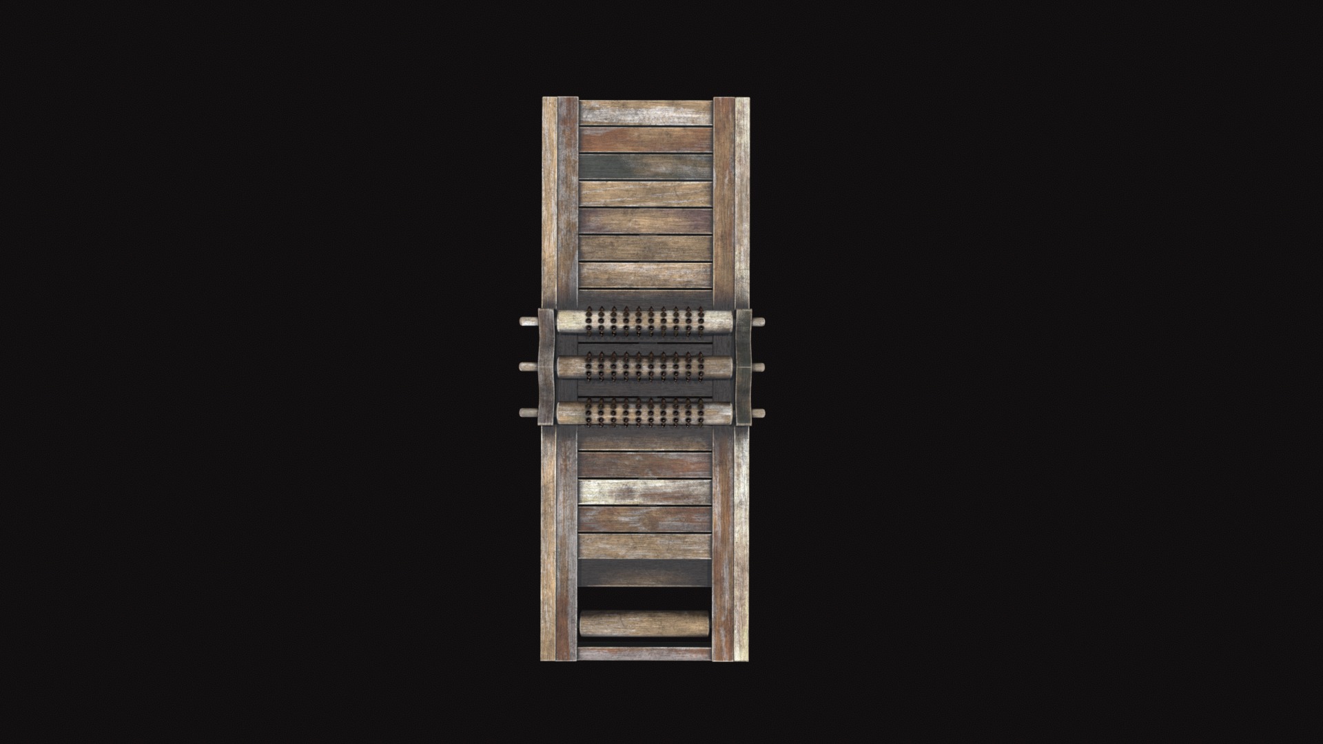 Medieval Rack Torture Device Low-poly 3D model_4