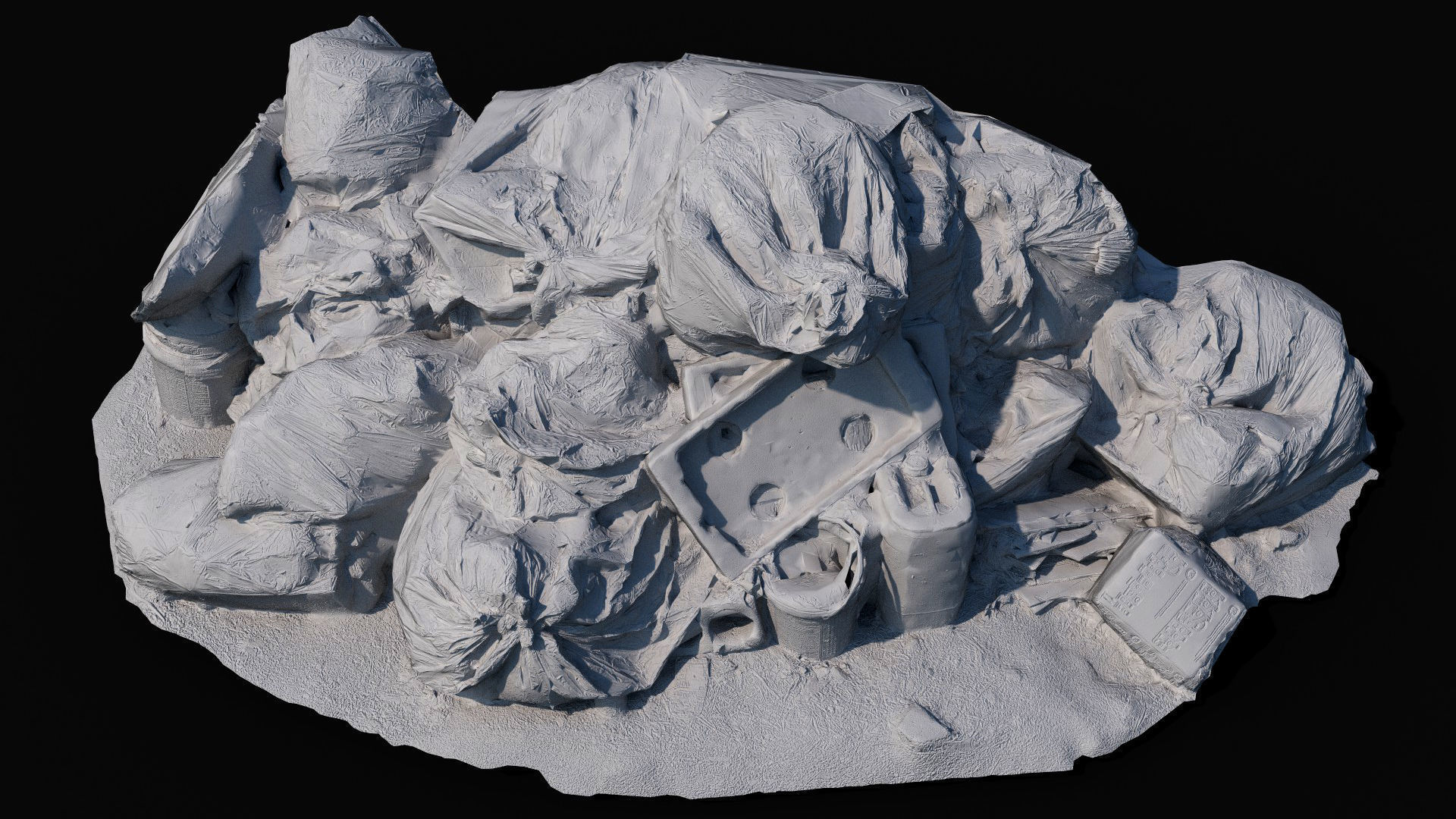 trash pile plastic bags city dump photogrammetry Low-poly 3D model_7