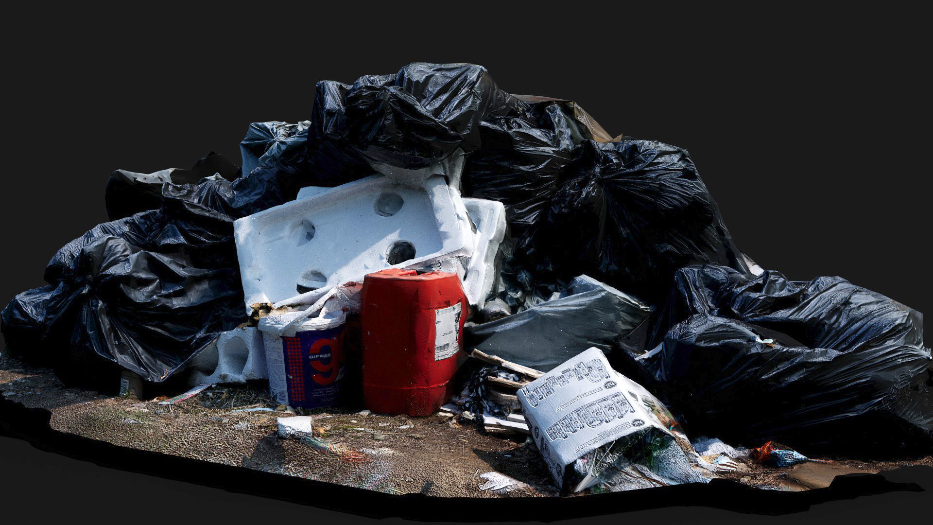 trash pile plastic bags city dump photogrammetry Low-poly 3D model_5