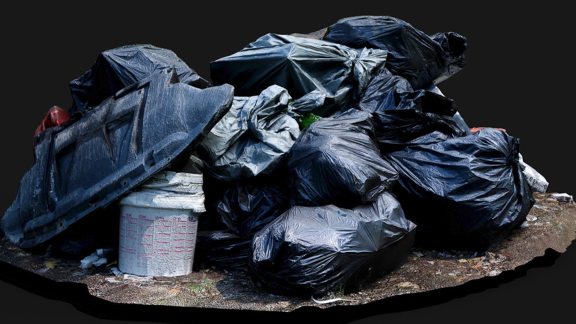 trash pile plastic bags city dump photogrammetry Low-poly 3D model_4