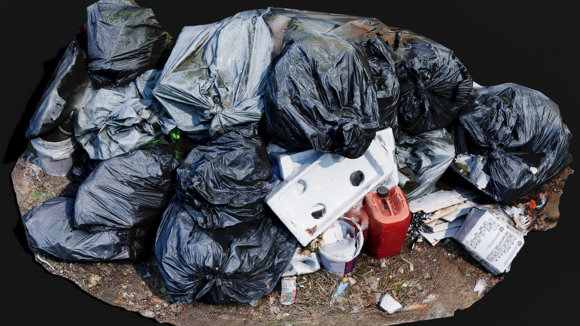 trash pile plastic bags city dump photogrammetry Low-poly 3D model_6