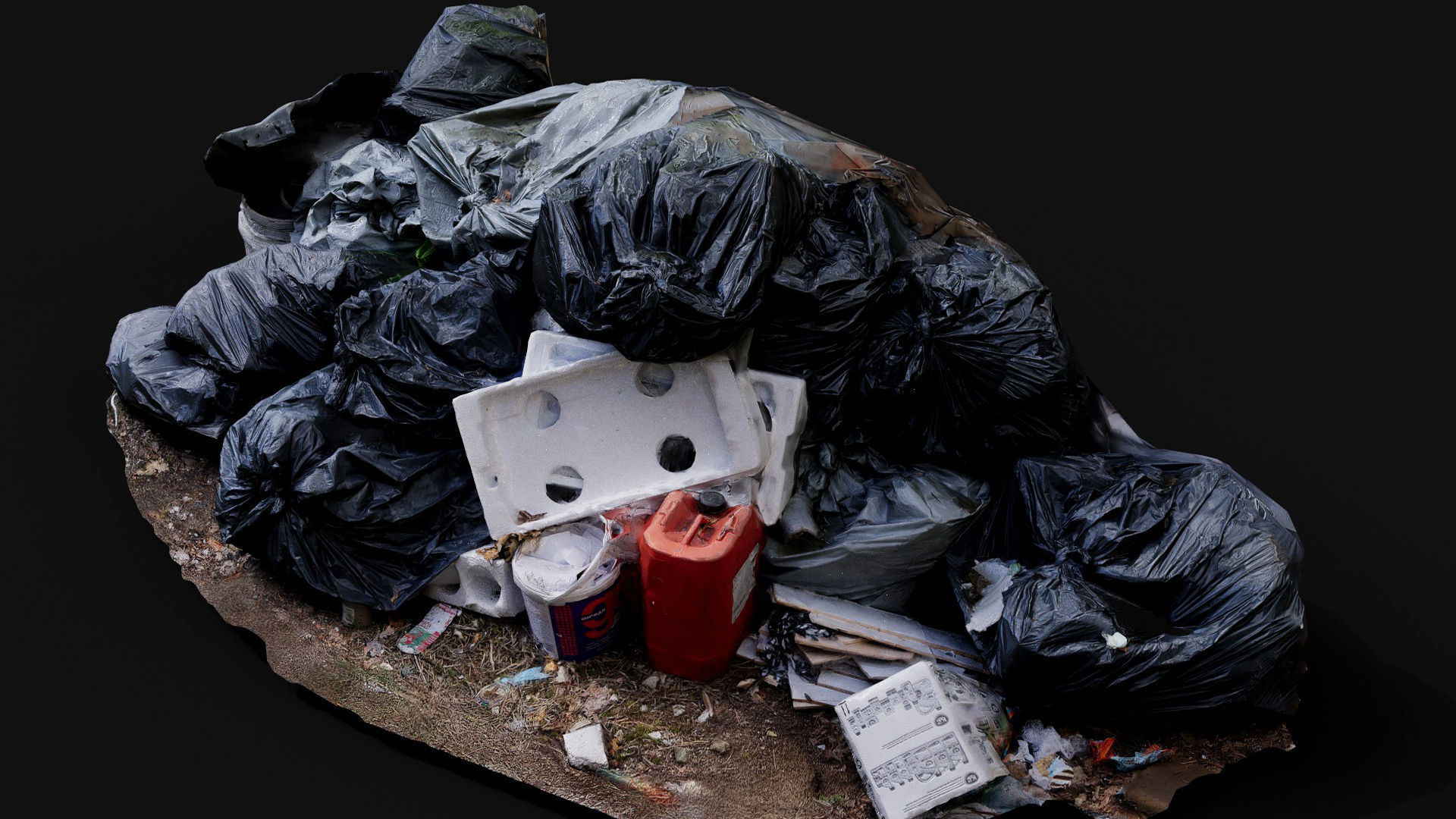 trash pile plastic bags city dump photogrammetry Low-poly 3D model_1