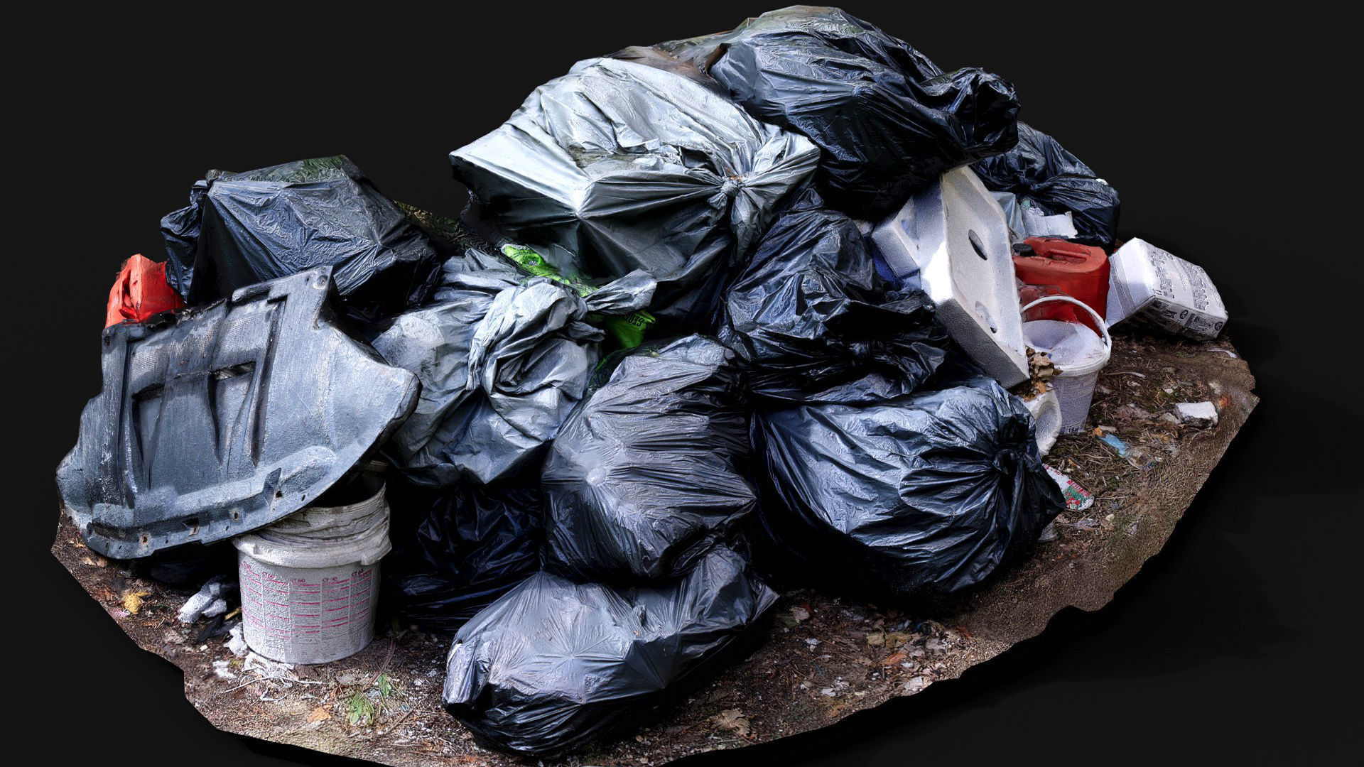 trash pile plastic bags city dump photogrammetry Low-poly 3D model_2