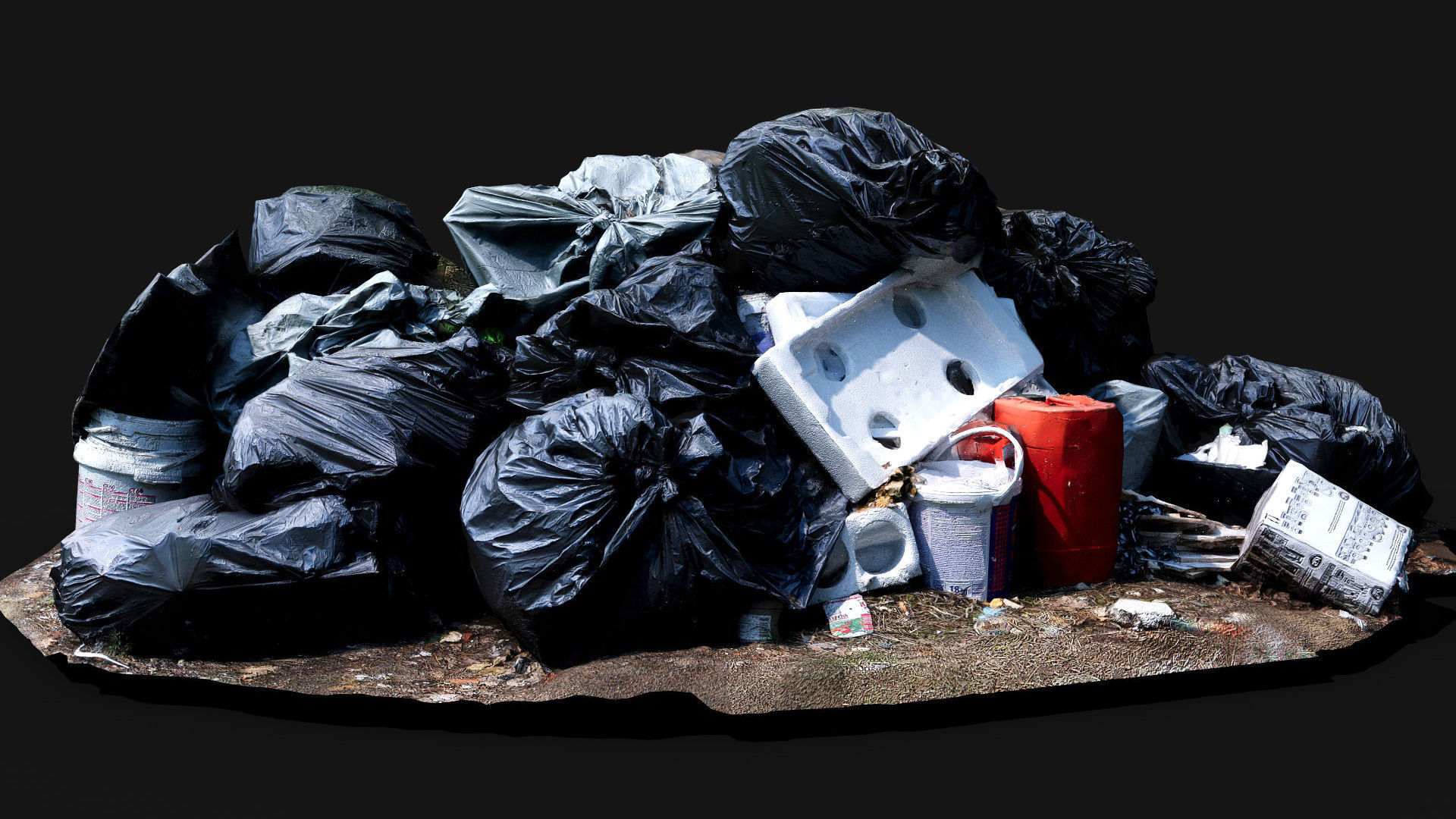 trash pile plastic bags city dump photogrammetry Low-poly 3D model_3