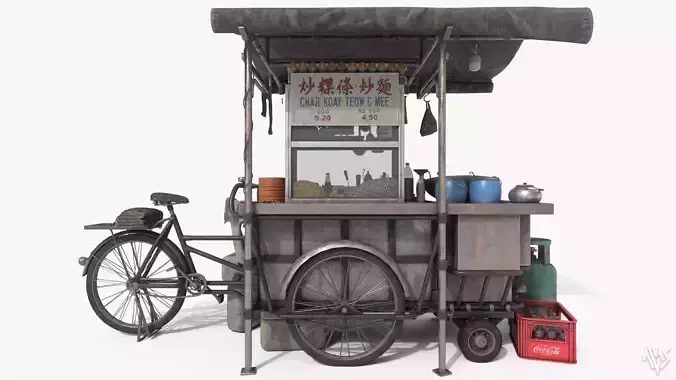 Local Char Kuey Teow Stall 3D model