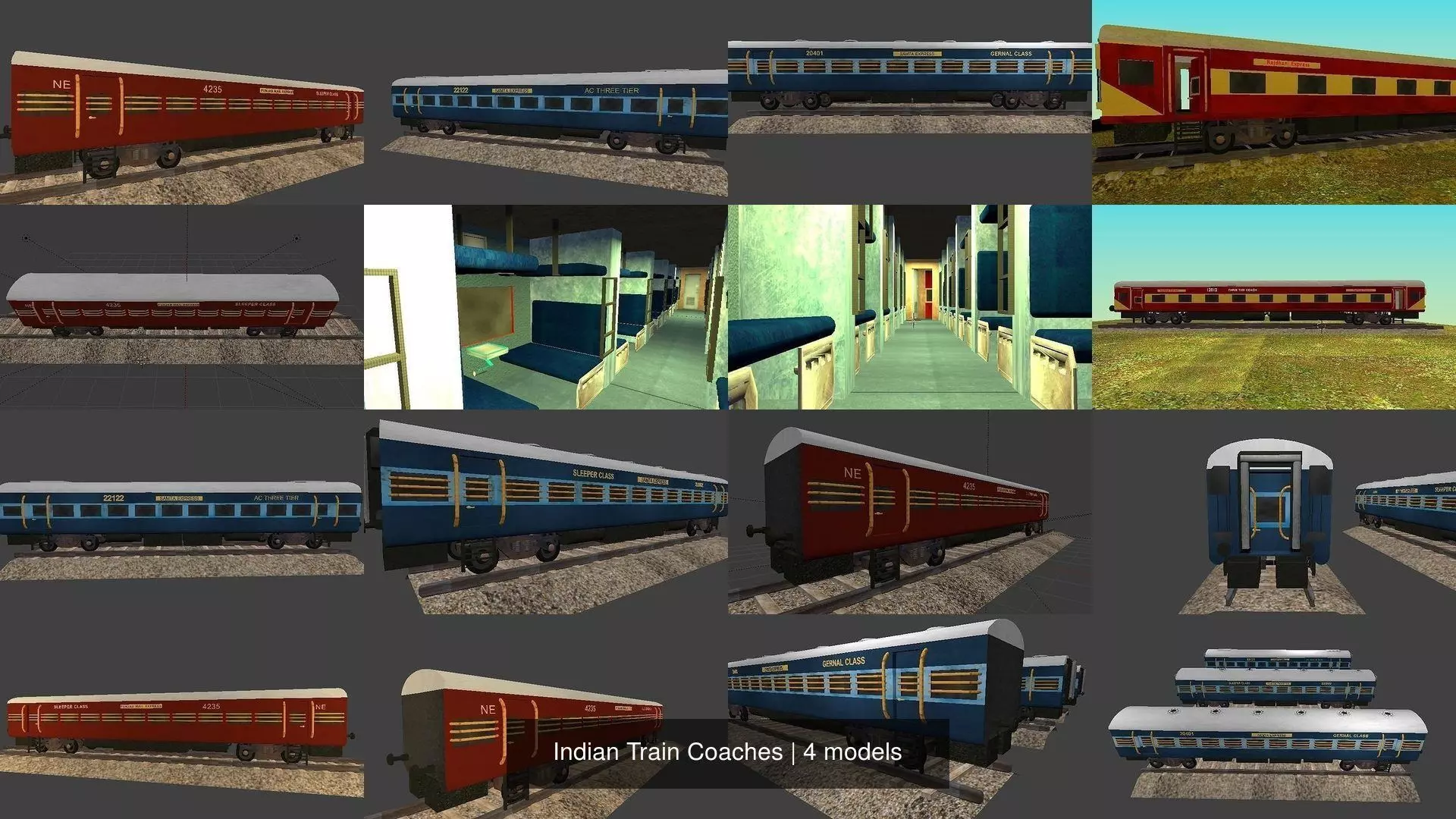 Indian Train Coaches 3D Model Pack