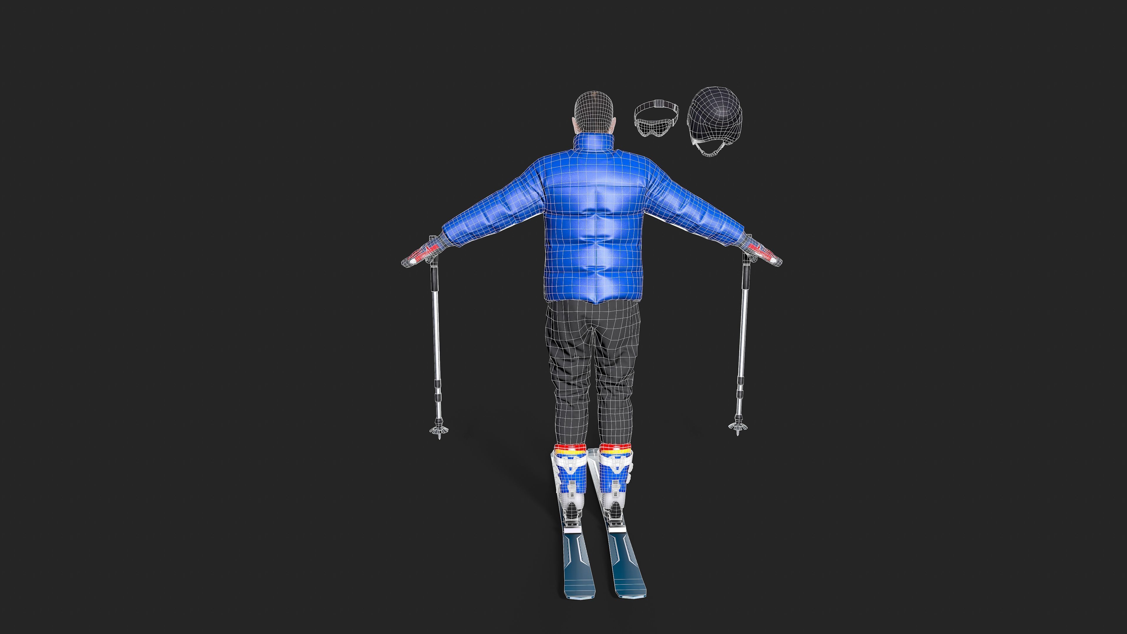 Skiing Actions  Low-poly 3D model_12
