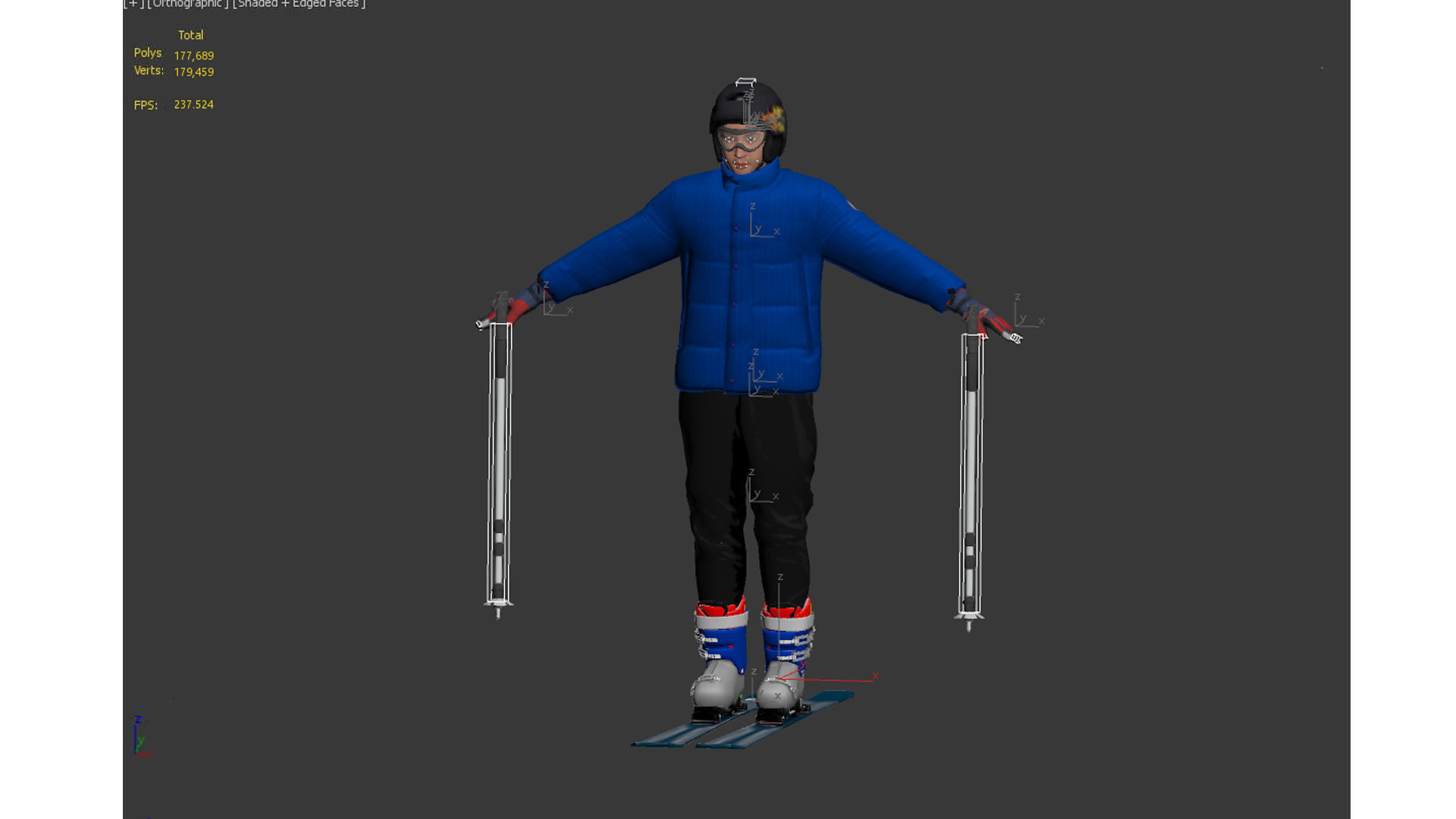 Skiing Actions  Low-poly 3D model_14