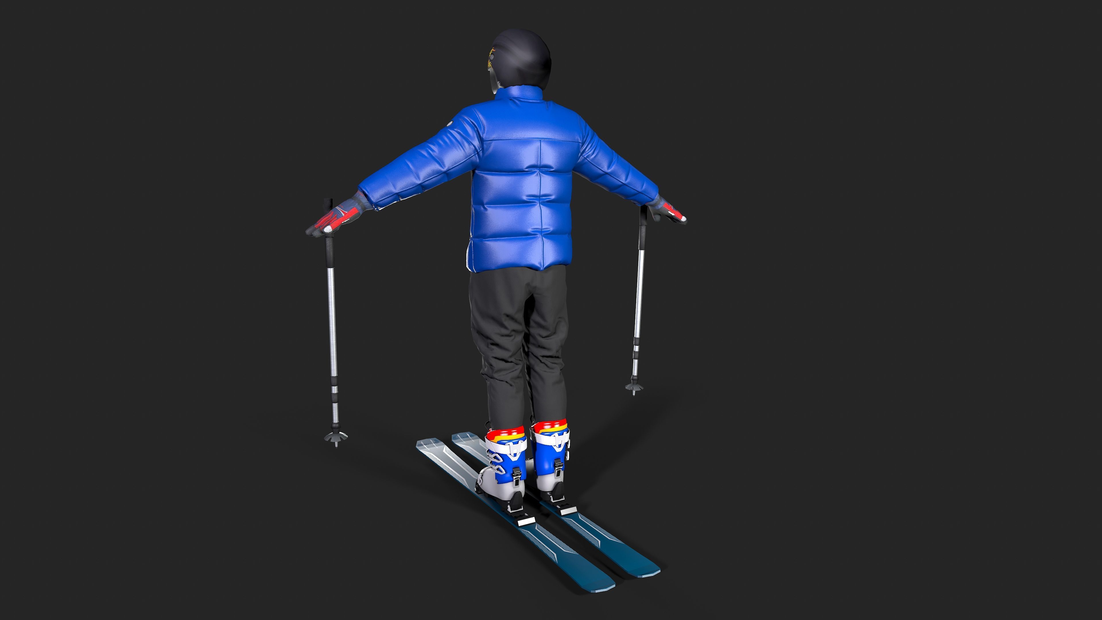 Skiing Actions  Low-poly 3D model_8