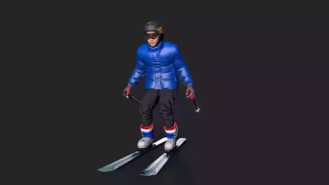 Skiing Actions  Low-poly 3D model