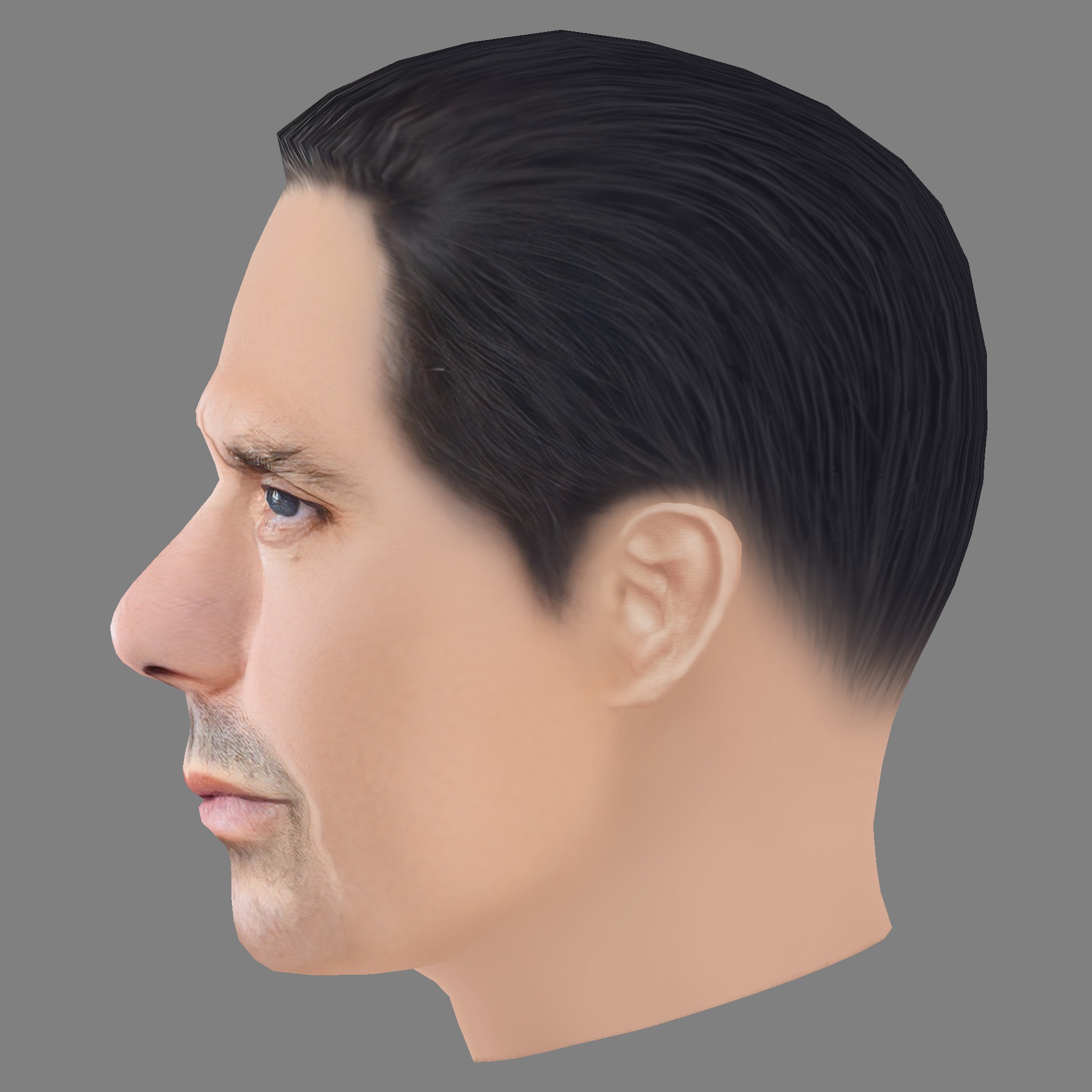 Olivier Raynal Head - Low poly head for game Low-poly 3D model_2